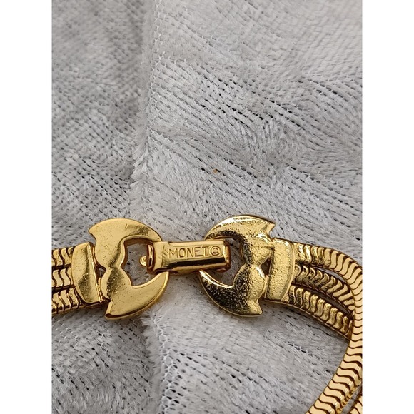Vintage Monet Slide Mesh Bracelet Priscilla Gold Tone 7.5" Signed - Picture 6 of 8